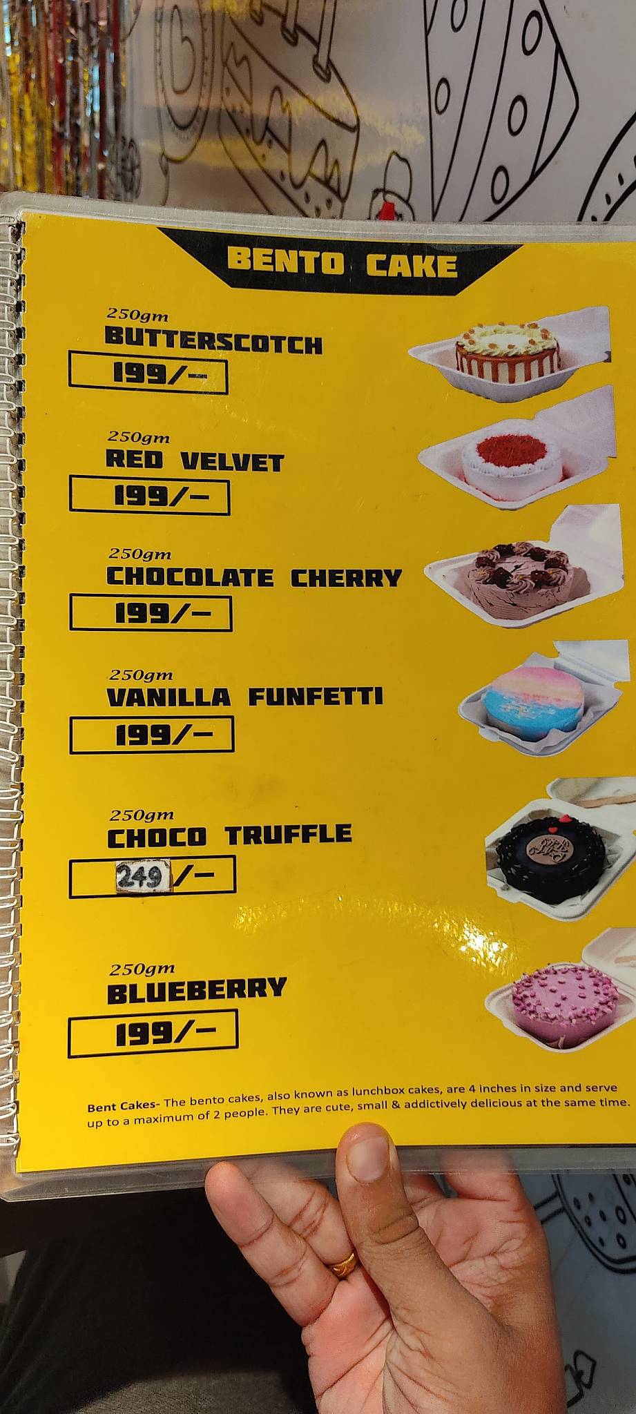 Bento Cakery menu