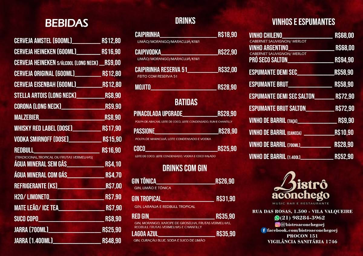 Bistrô Aconchego cardápio