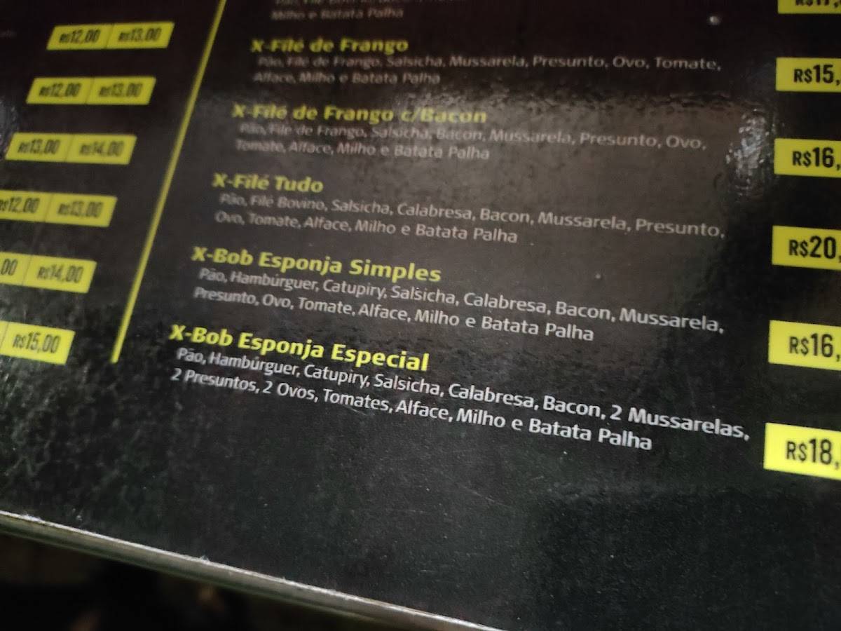 Bob Lanches cardápio