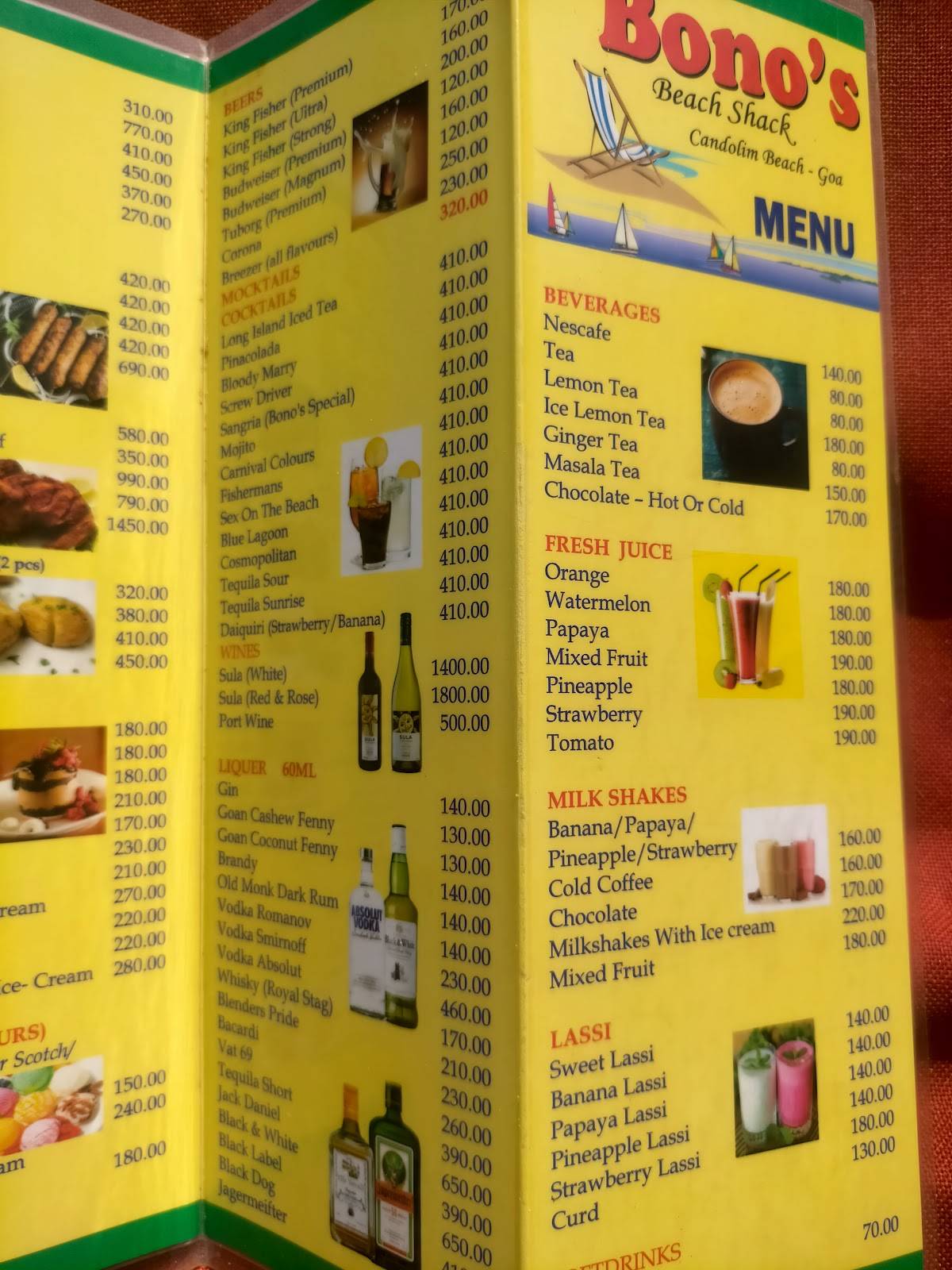 Bono's menu