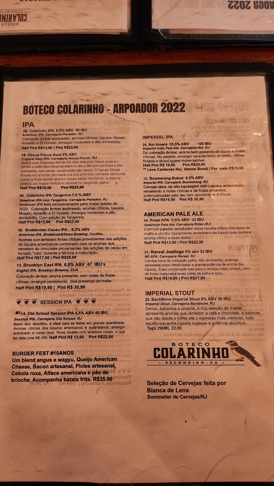 Boteco Colarinho Escondido cardápio