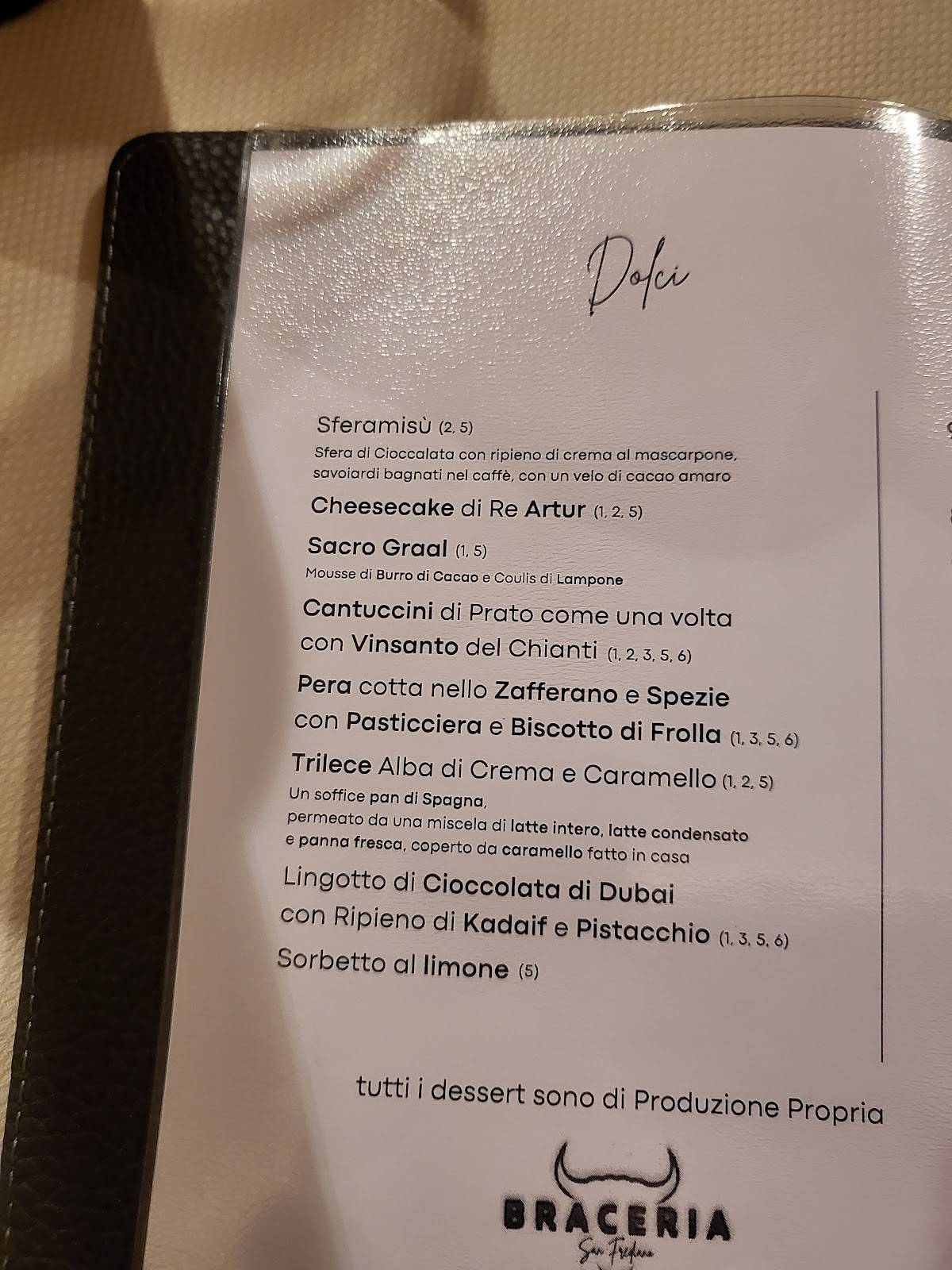 Menu di Braceria San Frediano 