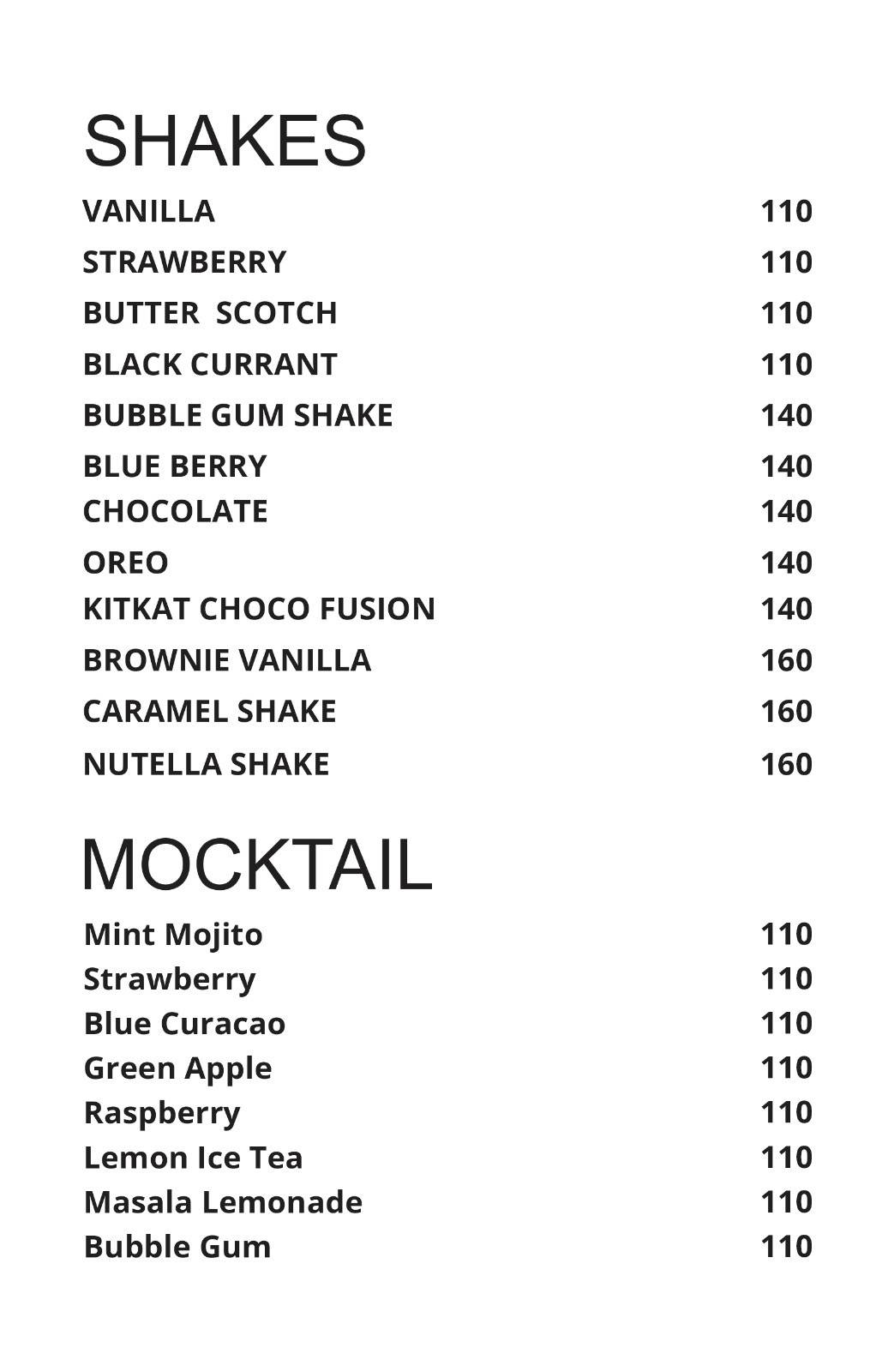 Brampton Cafe & Restro menu