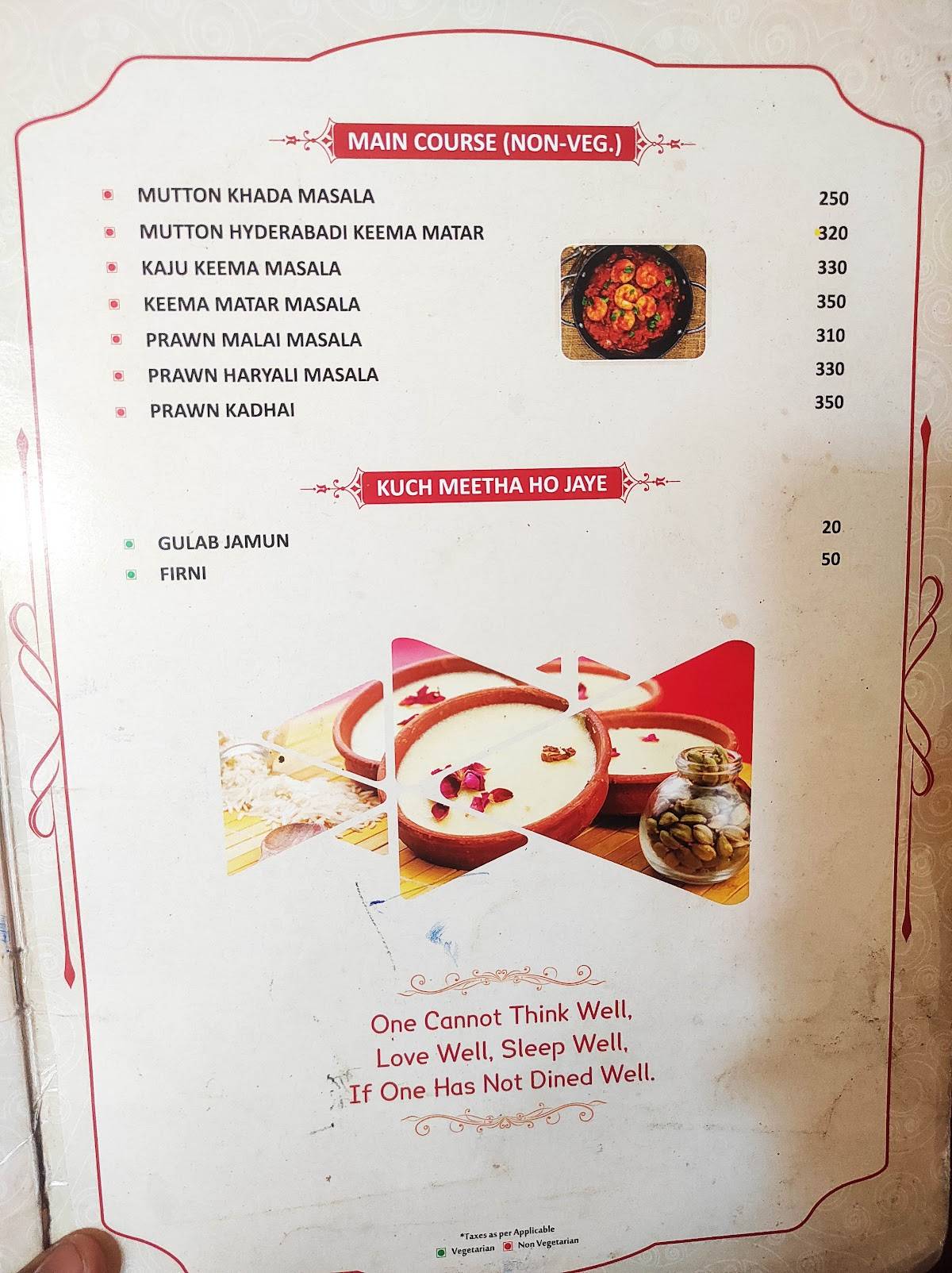 CHHOTE NAWAB menu