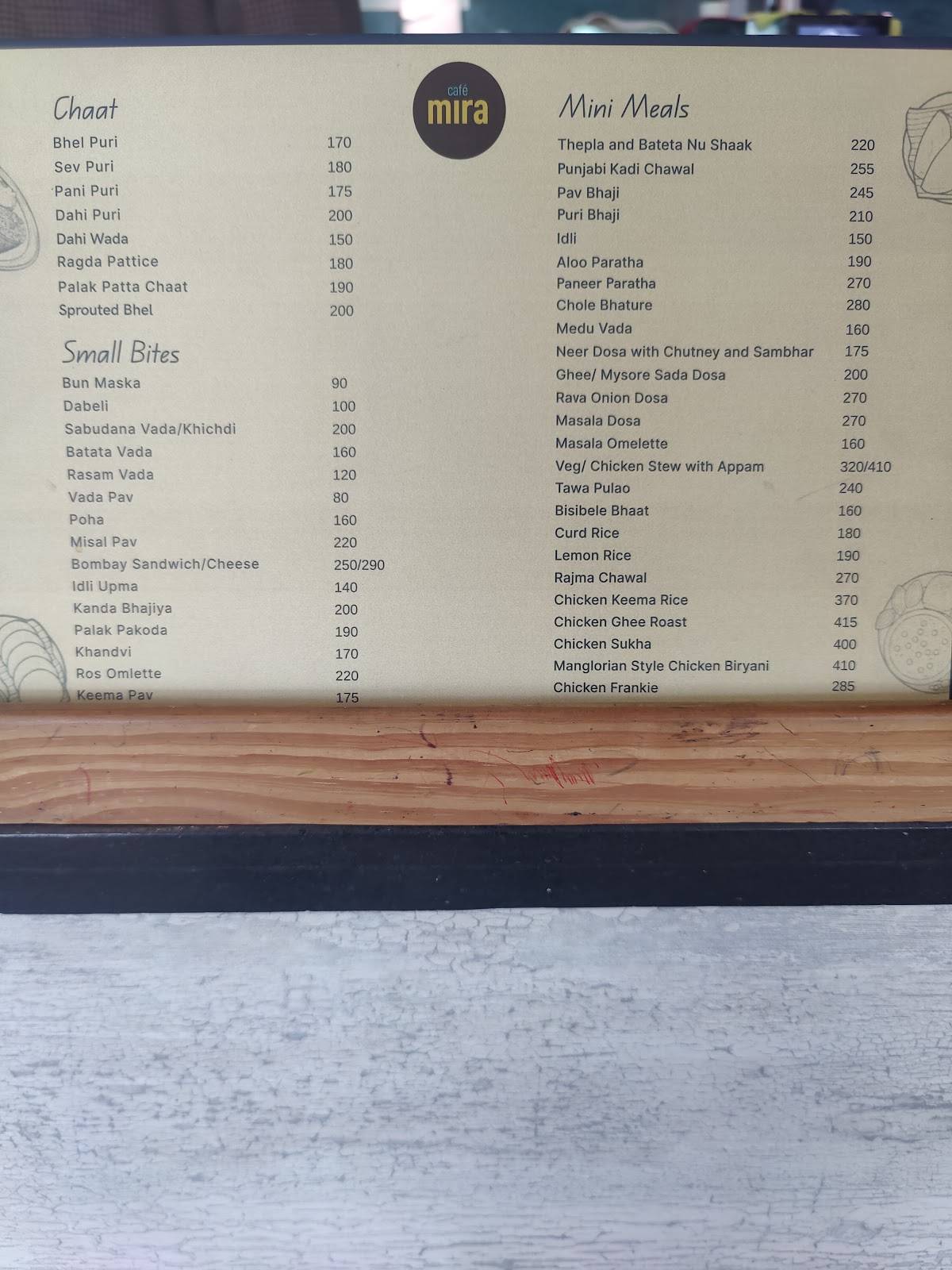 Café Mira menu