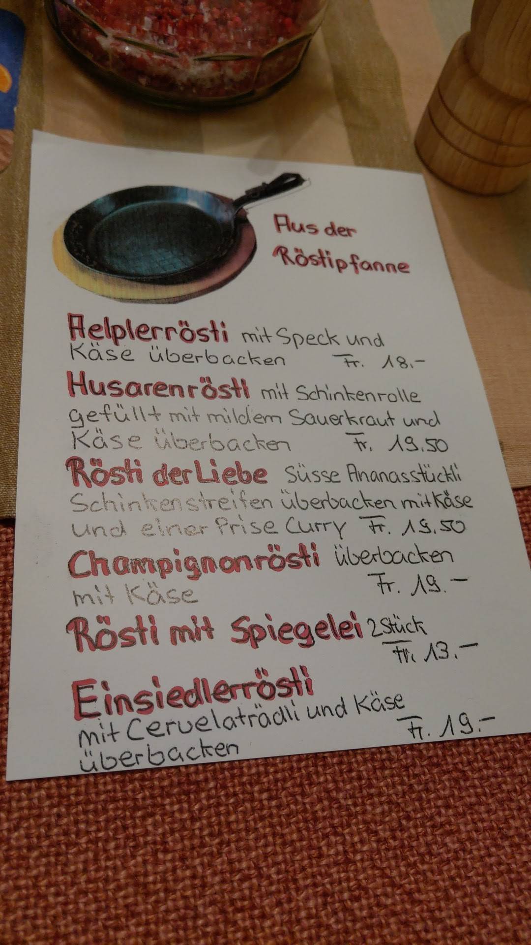 Menu di Restaurant Café Mohr 