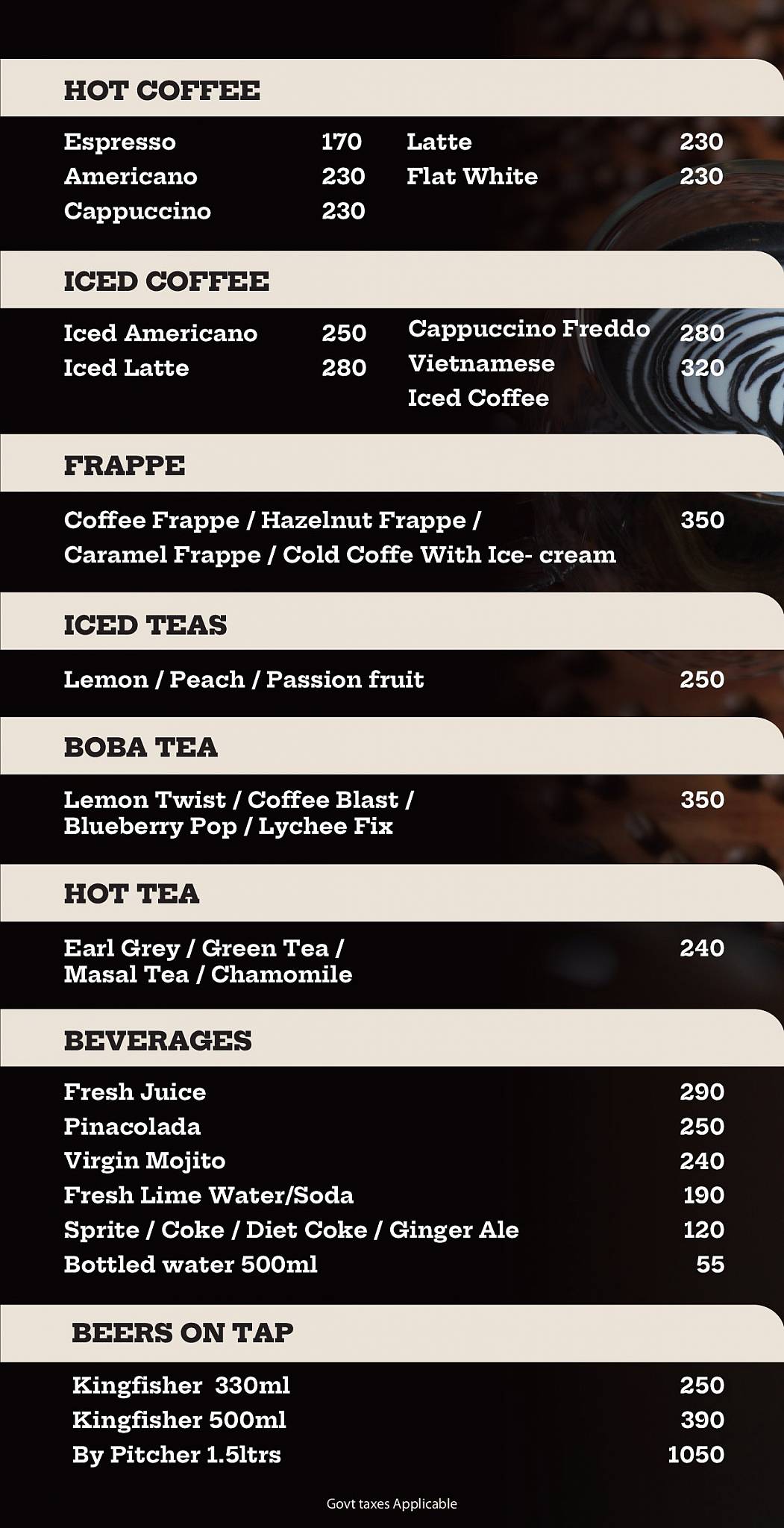 Caffé Allora menu