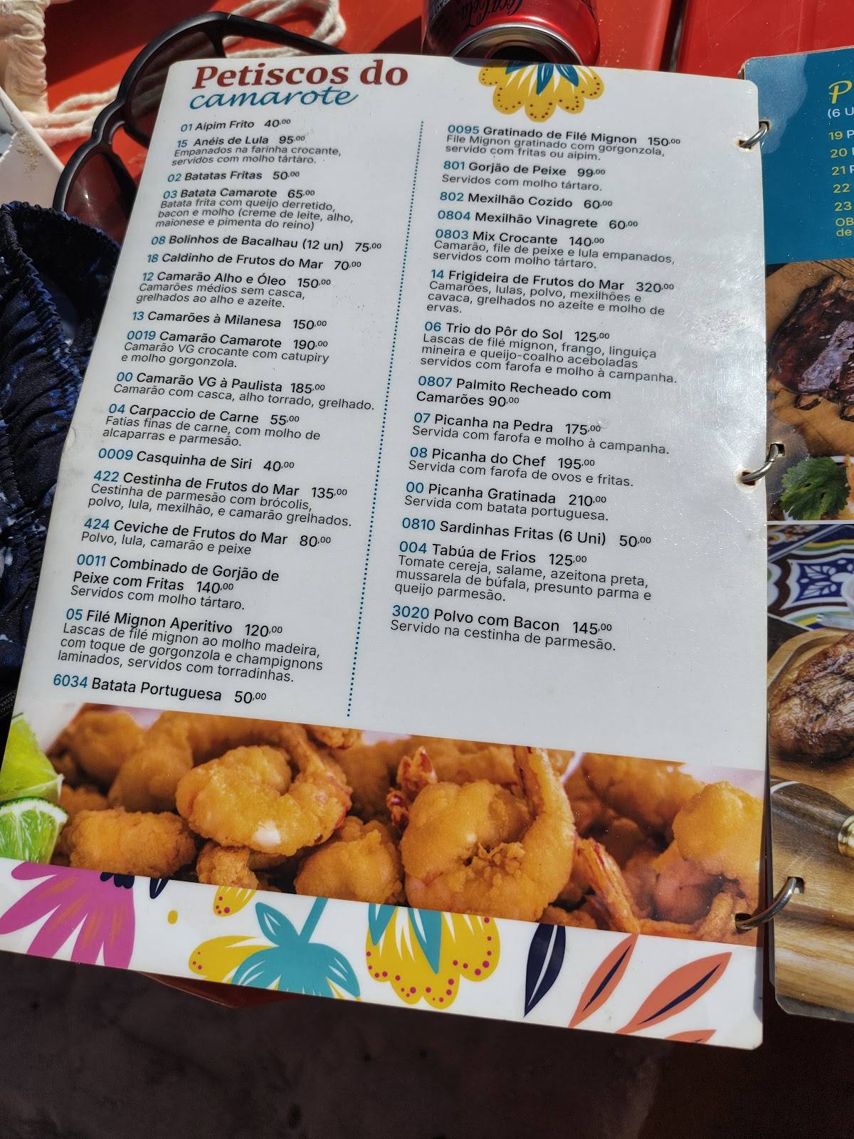 Camarote Itaipu Restaurante e Pousada em Itaipu cardápio