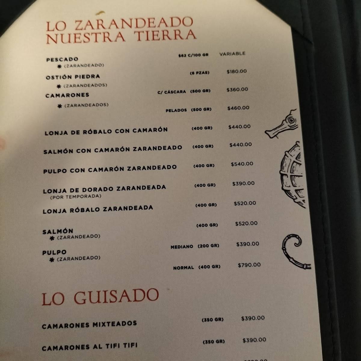 Carta del restaurante Campomar Chapalita, Guadalajara, San Dionisio 33