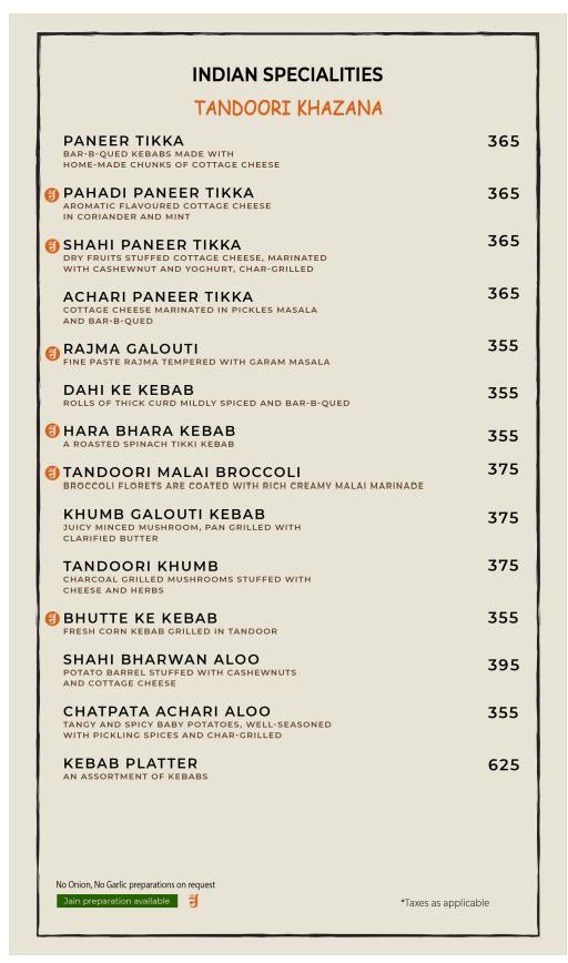 Casa Kitchen menu