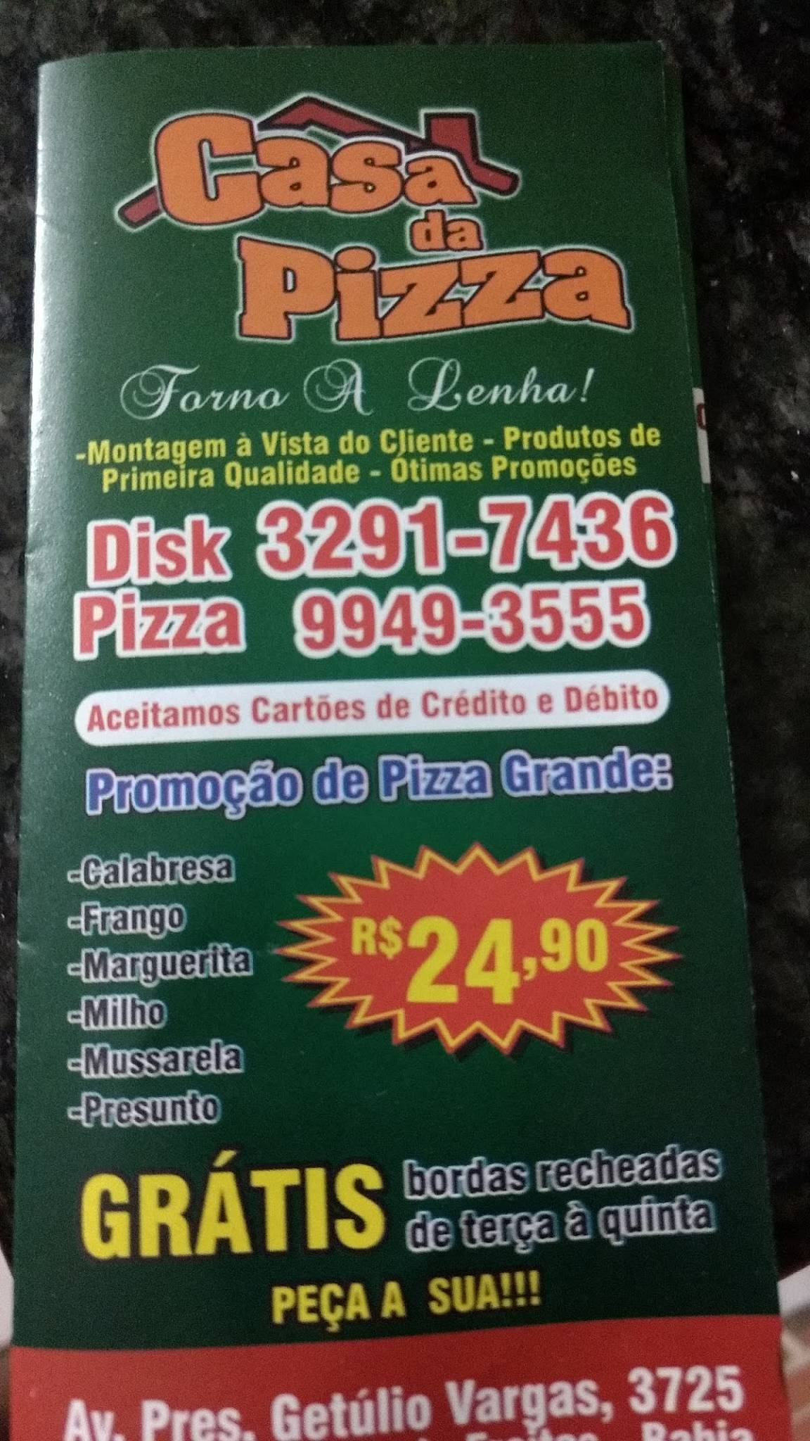 Casa da Pizza cardápio
