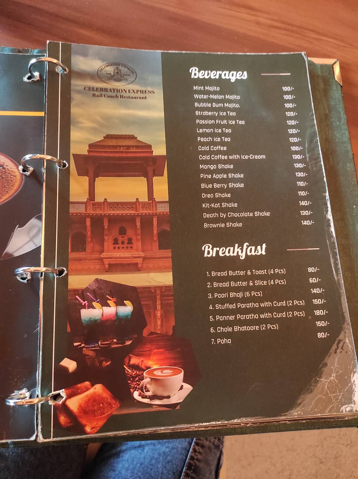 Celebration Express The Rail Coach Restaurant menu