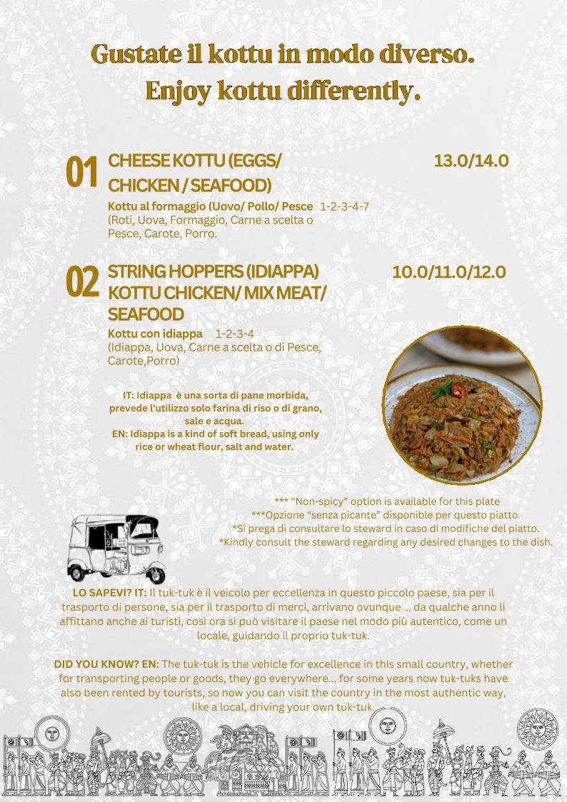 Menu de Ceylon Restaurant Sri Lankan & Indian Cuisine Milano Piazza Firenze