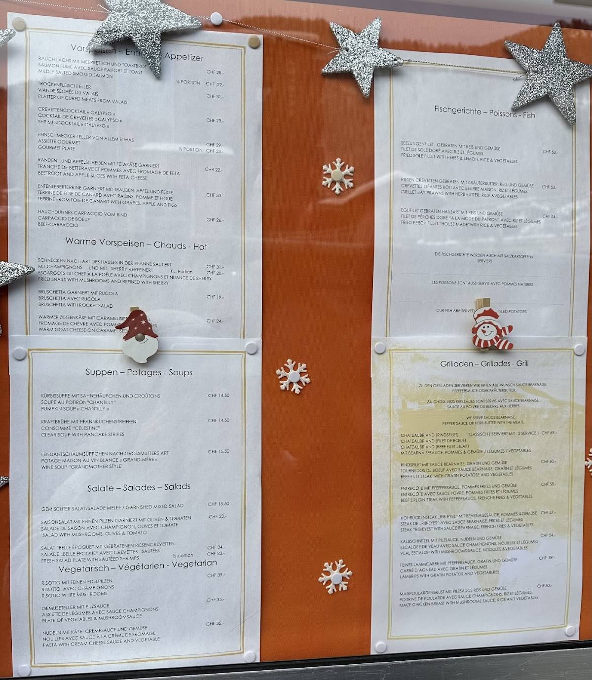 Menu di Restaurant Chez Max Julen 