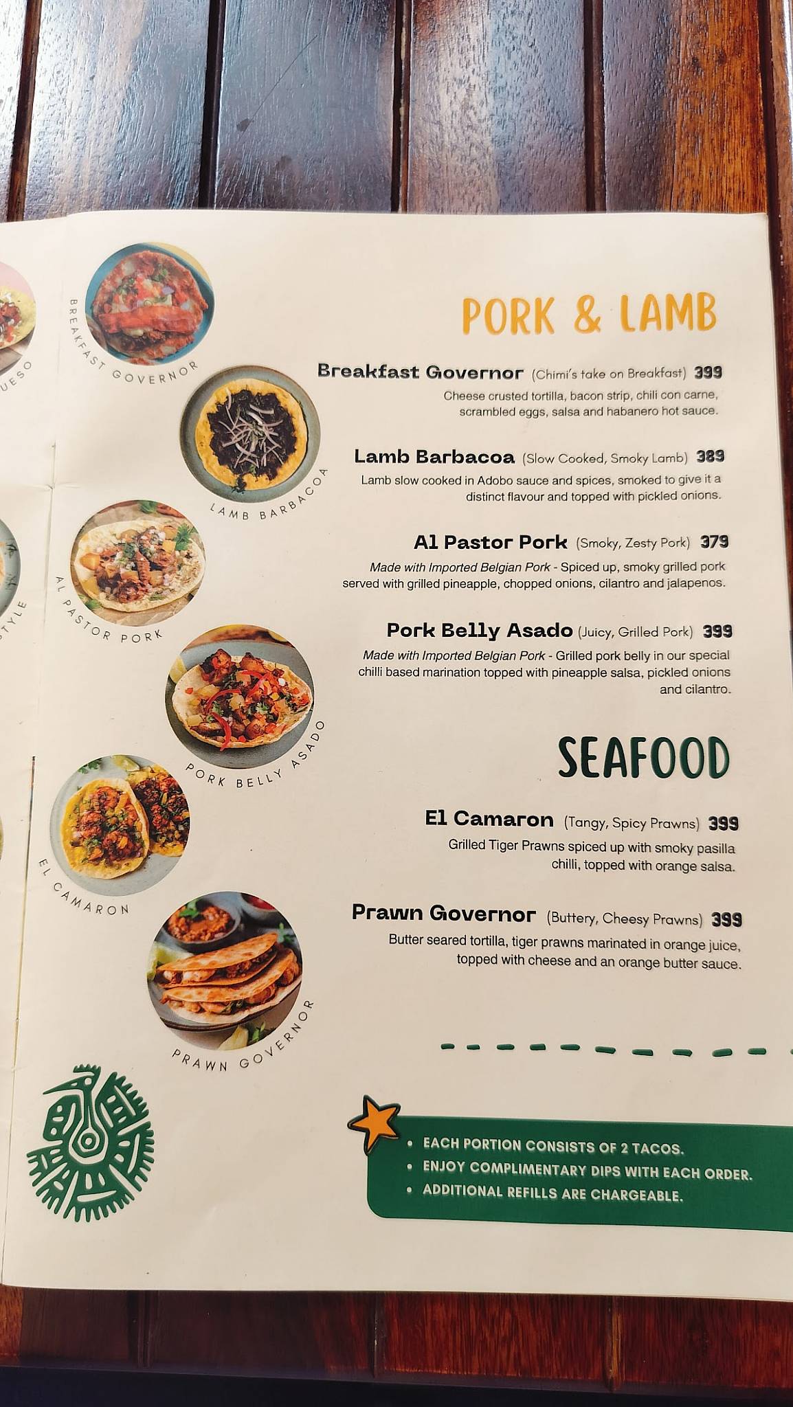 Chimichanga menu