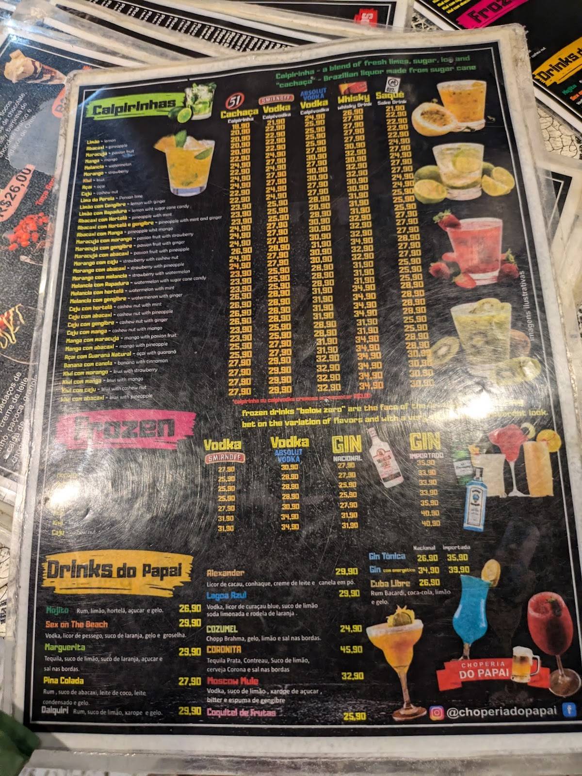 Choperia do Papai cardápio