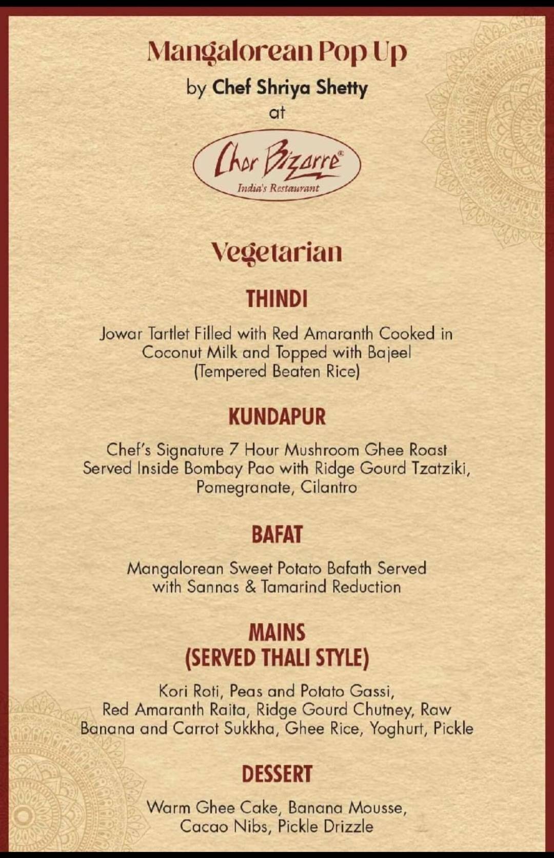 Chor Bizarre menu