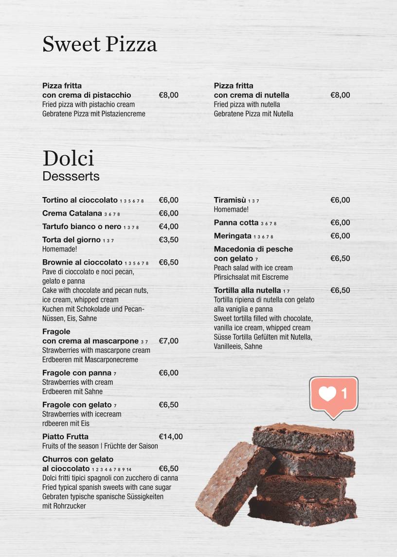Menu di Cocobongo Bibione 