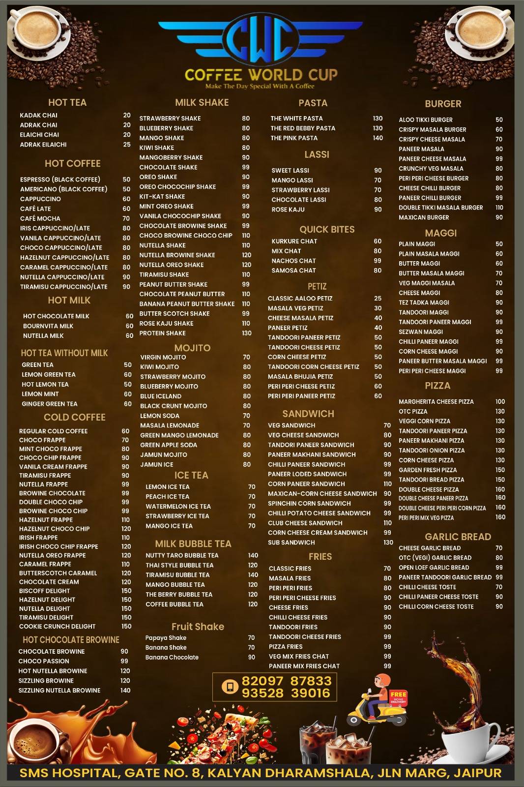 Coffee World Cup menu