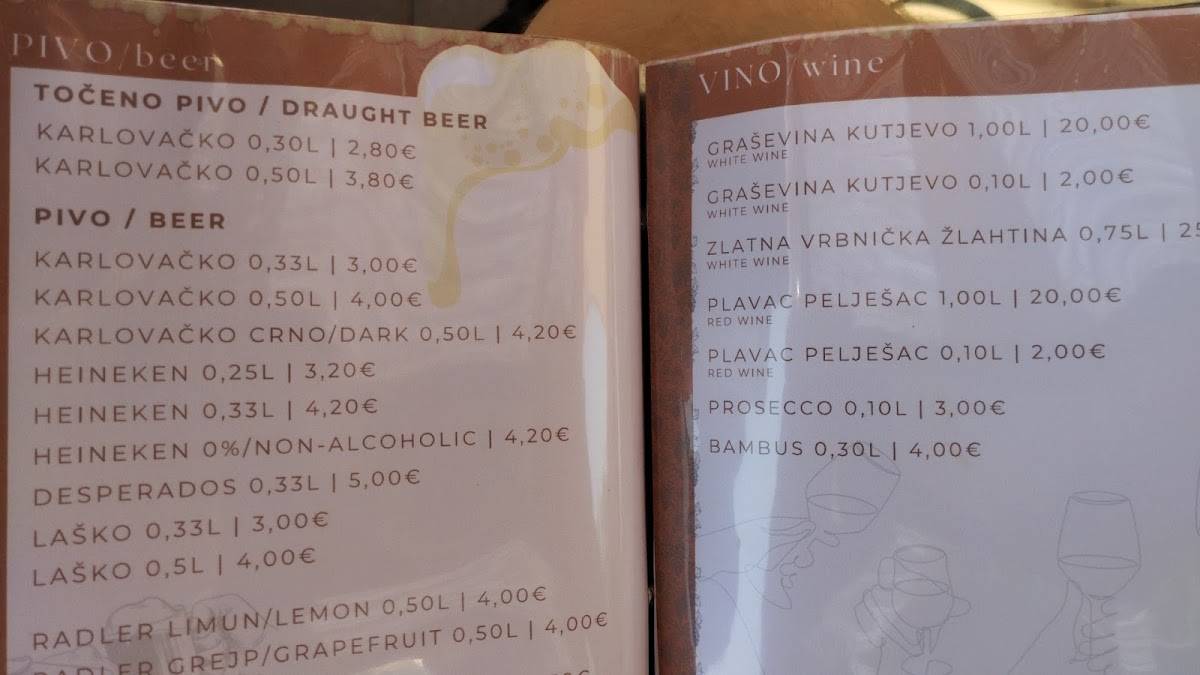 Menu di Corner Baška 