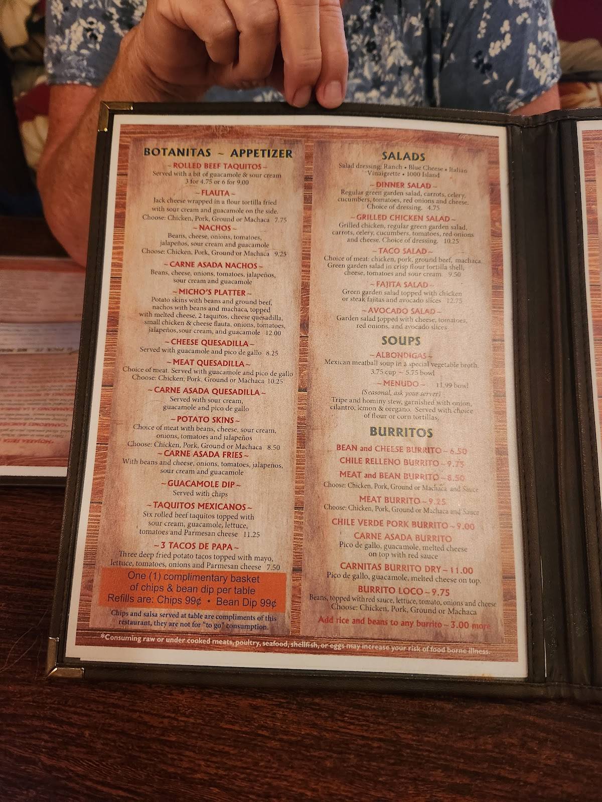 Menu at Correa's Mexican & Seafood Restaurant, Fort Mohave