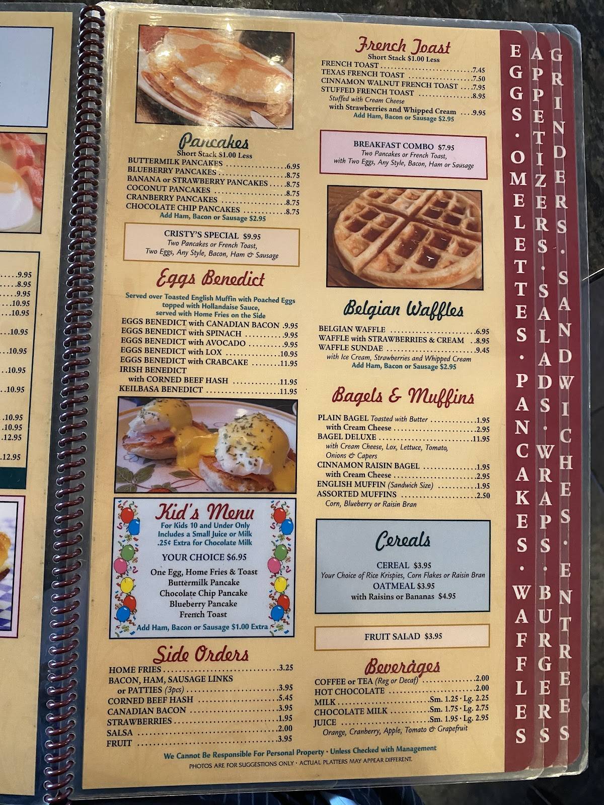 Menu at Cristys Restaurant, Torrington