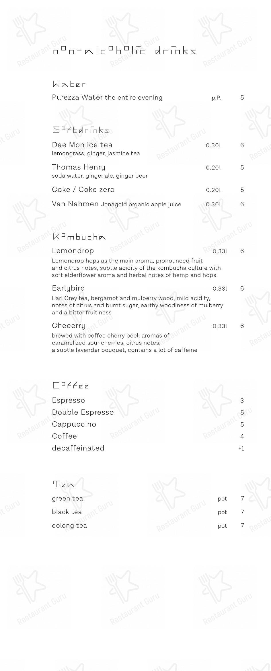 Основное меню pour Restaurant Dae Mon restaurant