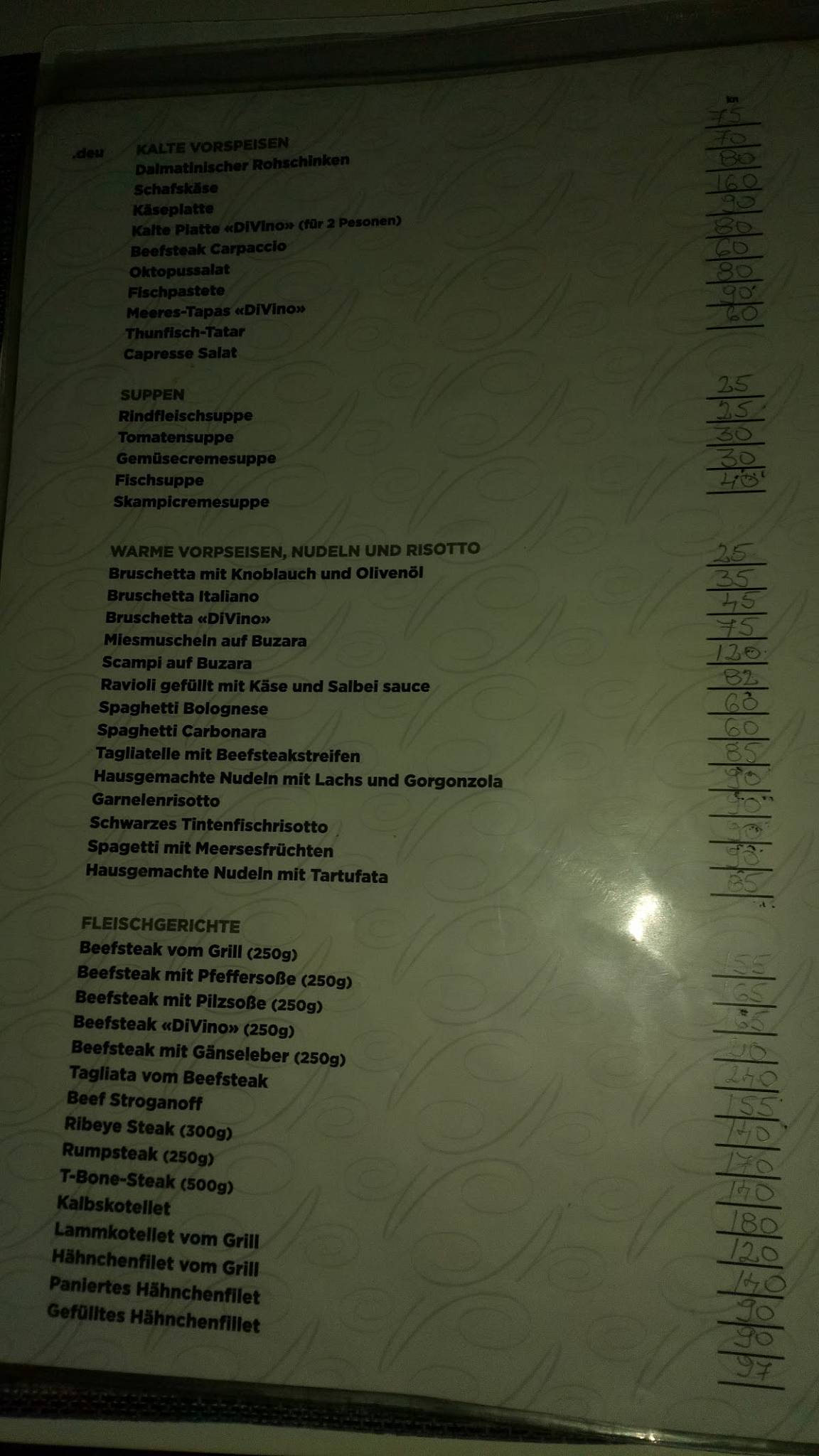 Menu di Restaurant DiVino 
