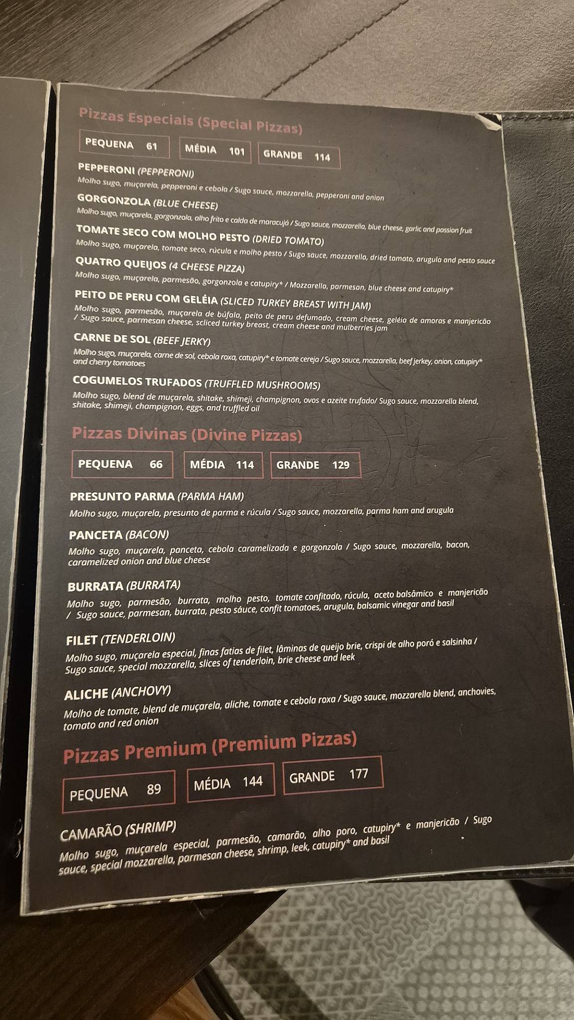 Divina pizza cardápio