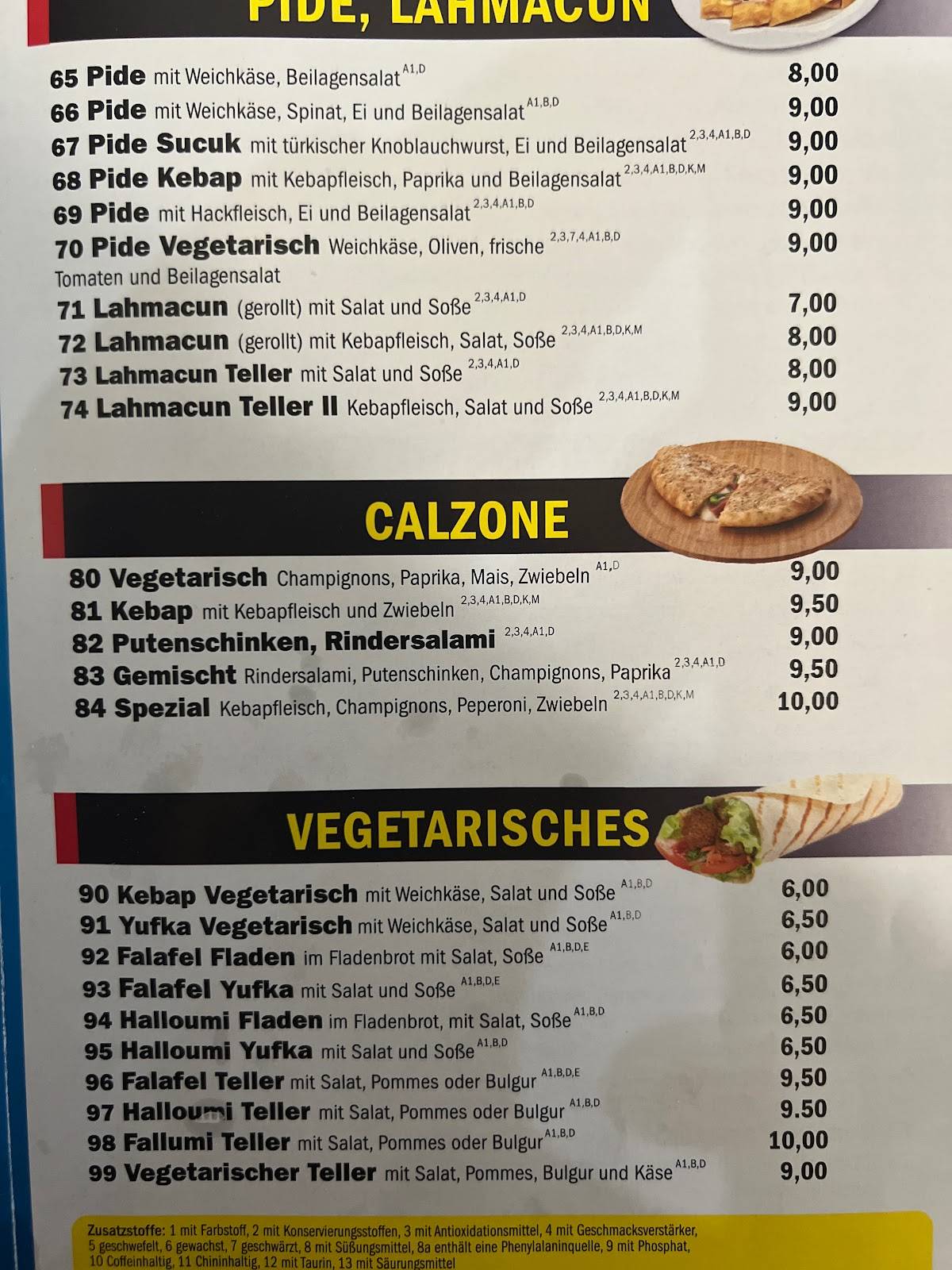 Menu de Restaurant Döner ES Urfa