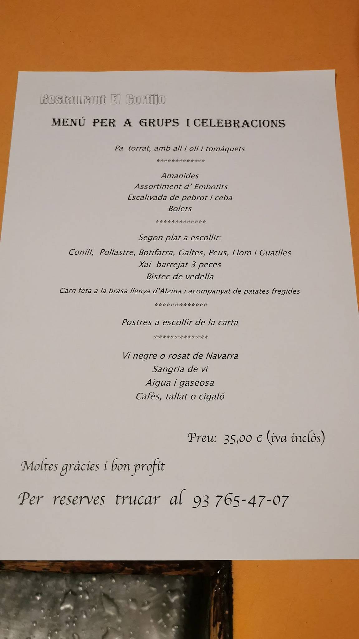 carta-de-restaurant-el-cortijo-malgrat-de-mar