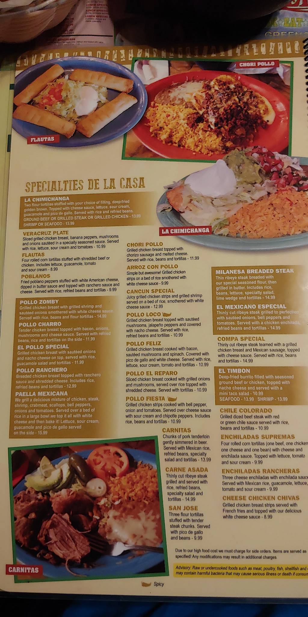 Menu at El Reparo Mexican Restaurant, Greensburg