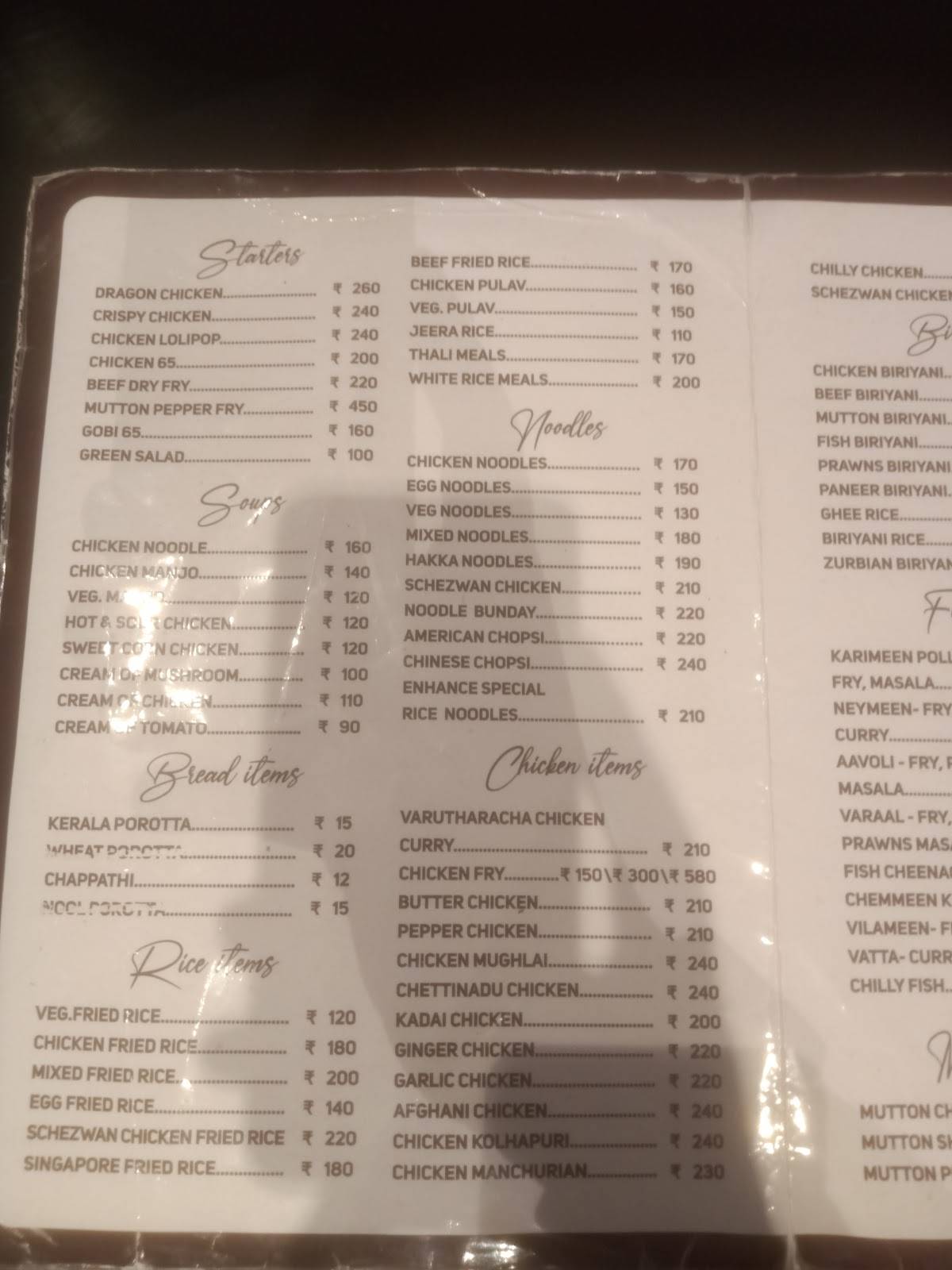 Enhance the Taste Of Malabar menu