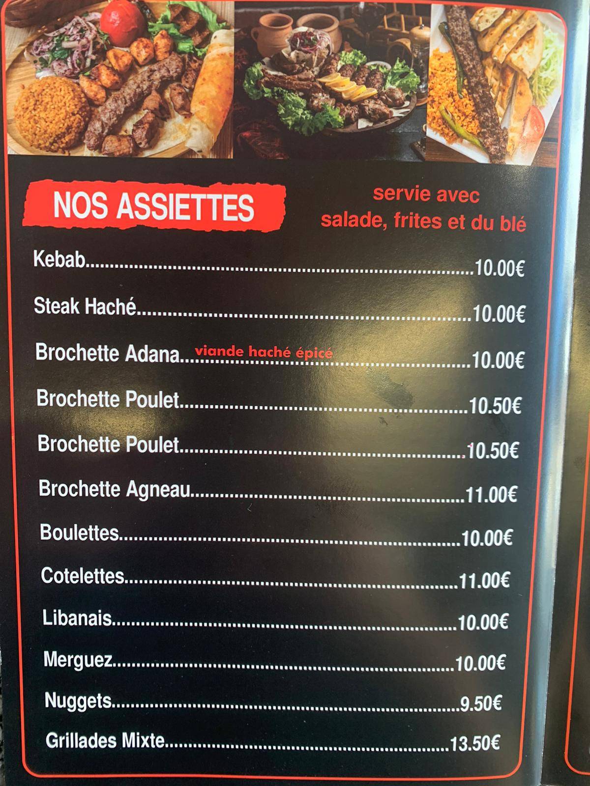 Menu de Restaurant Ephèse