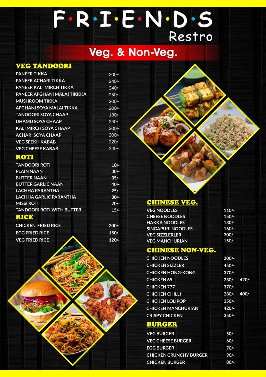 F.R.I.E.N.D.S RESTRO menu