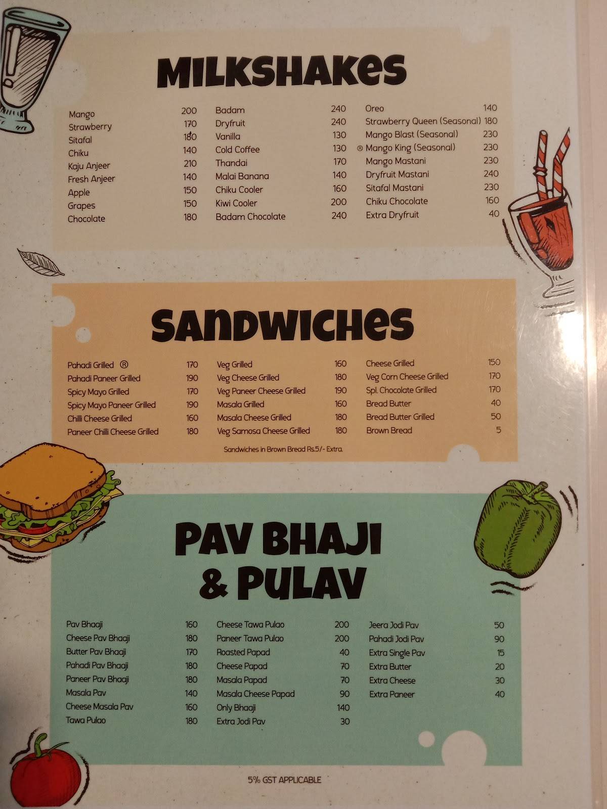 Falahaar menu
