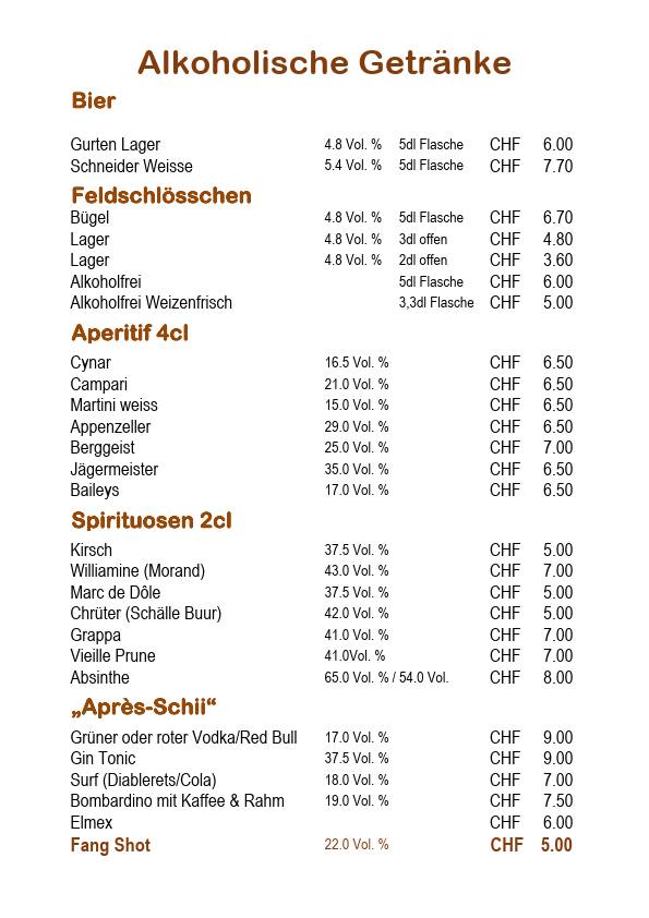Menu di Restaurant Fang 