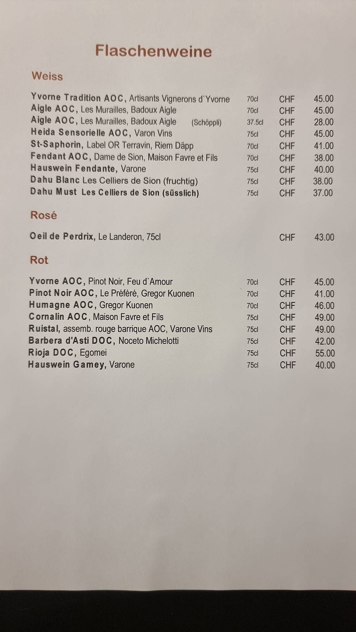 Menu di Restaurant Fang 