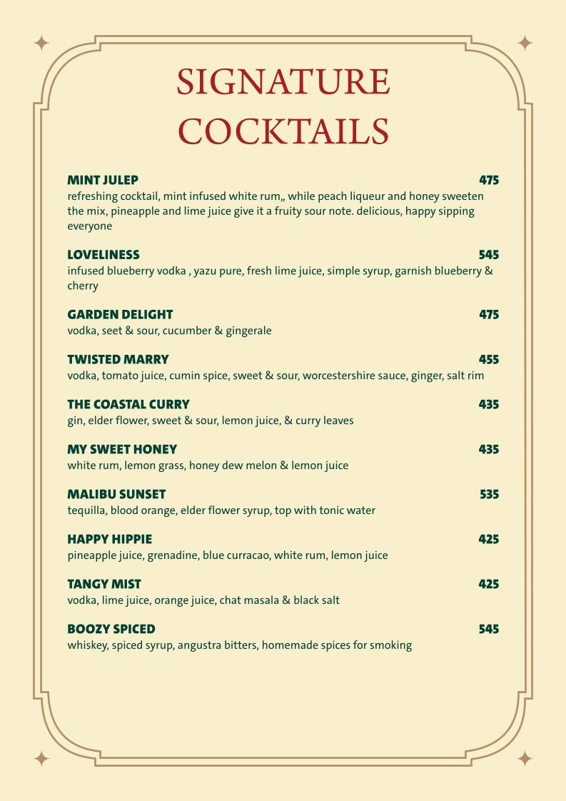 Farmhouse Sea n Sand menu