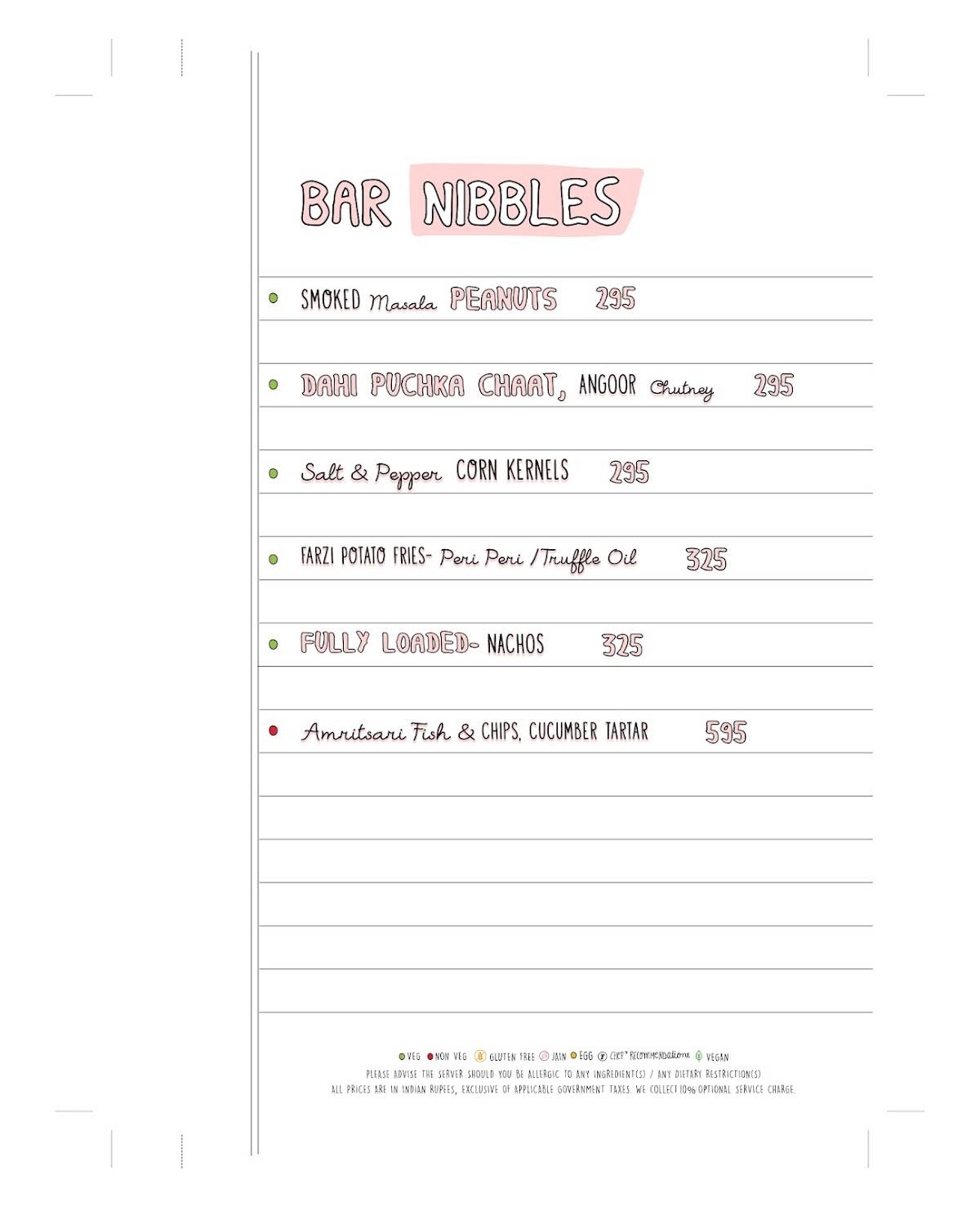 Farzi Cafe menu