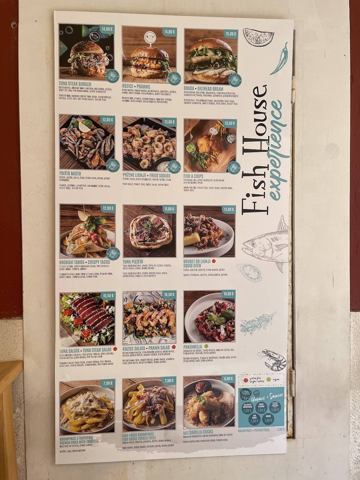 Menu di Fish House Zadar 
