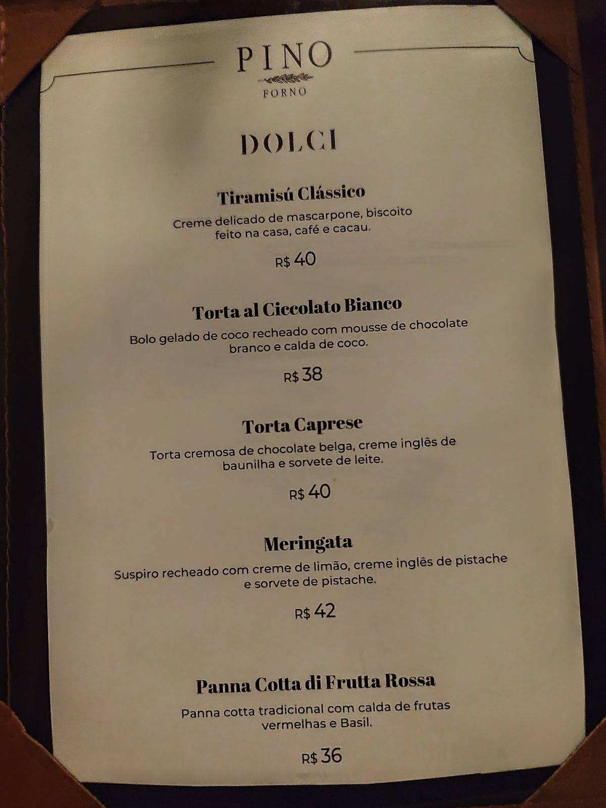 Forno da Pino - Itaim cardápio