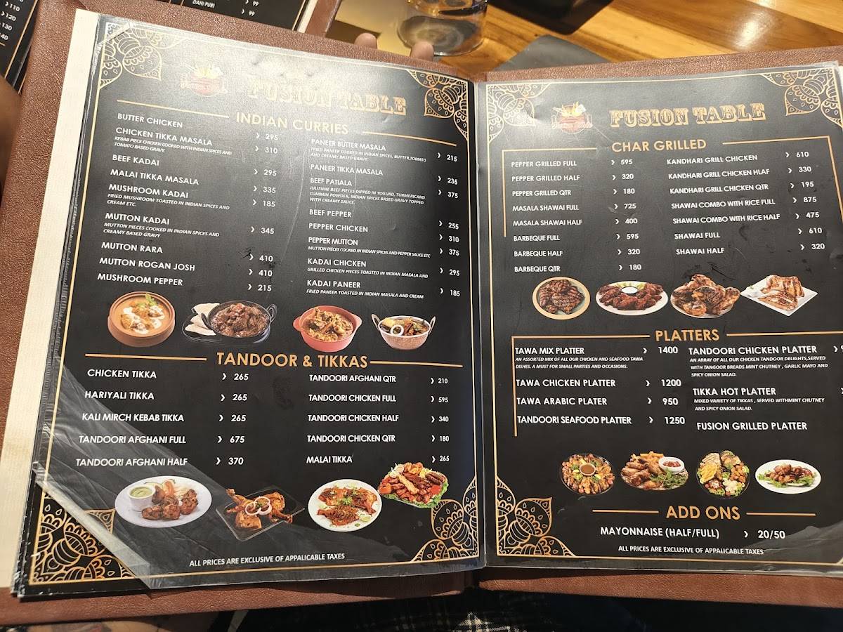 Fusion Table menu