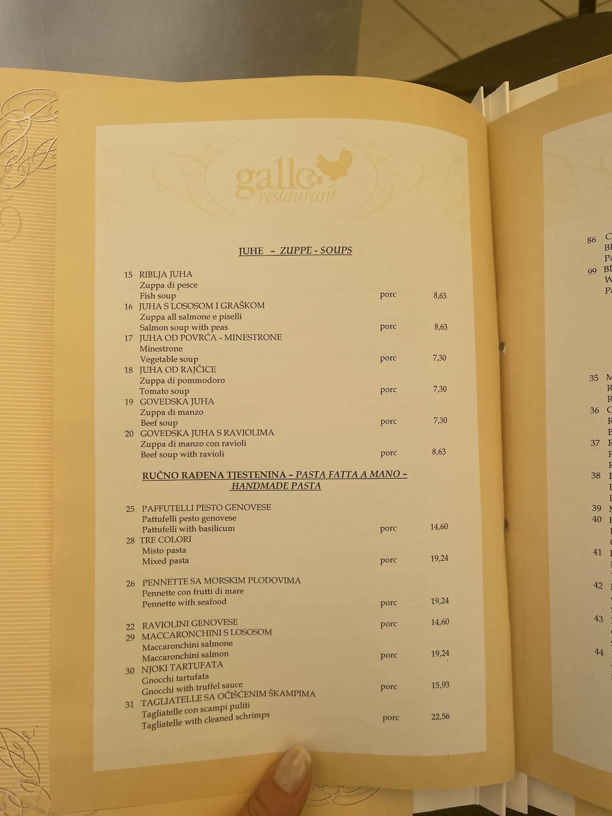 Menu di Gallo 