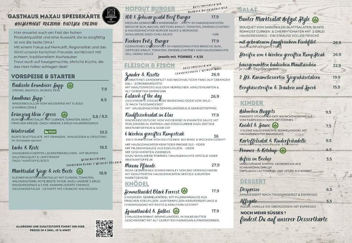 Menu de Gasthaus & Hofladen Maxau