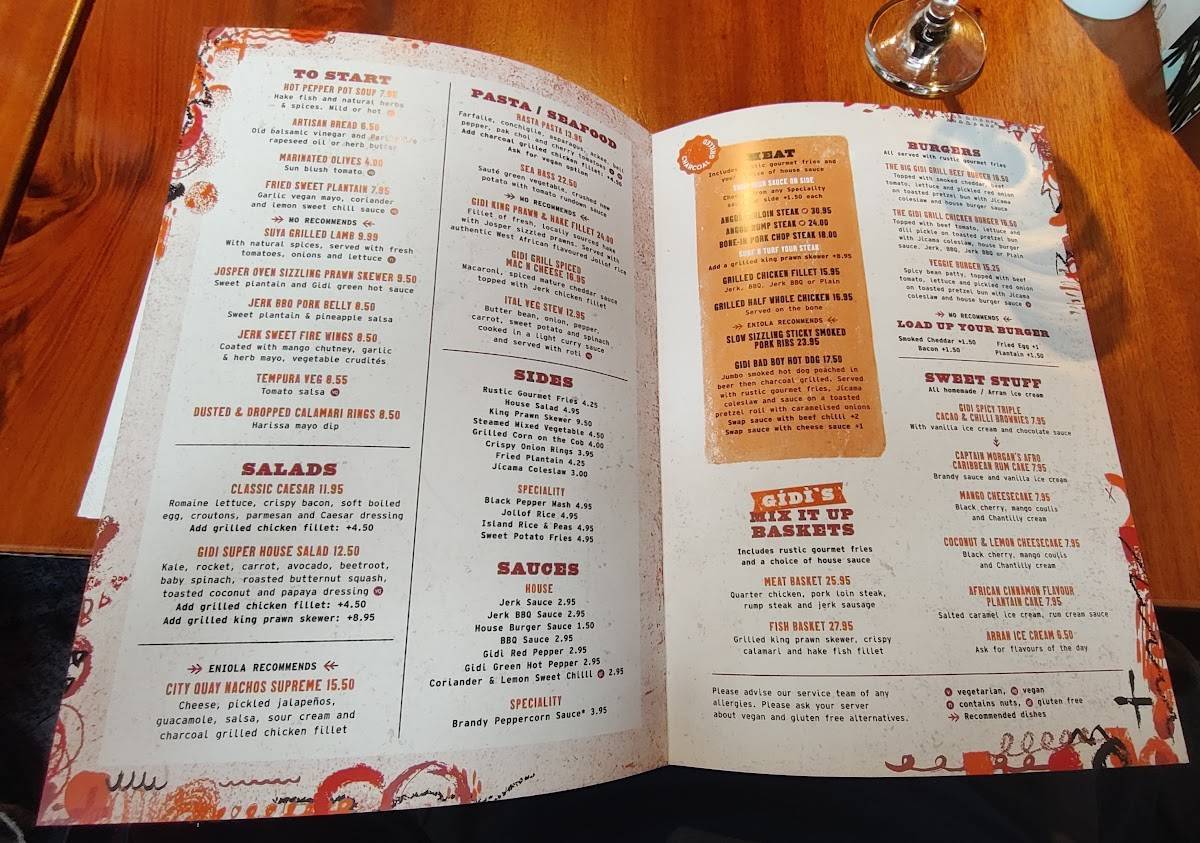Menu at Gidi Grill, Aberdeen restaurant, Aberdeen