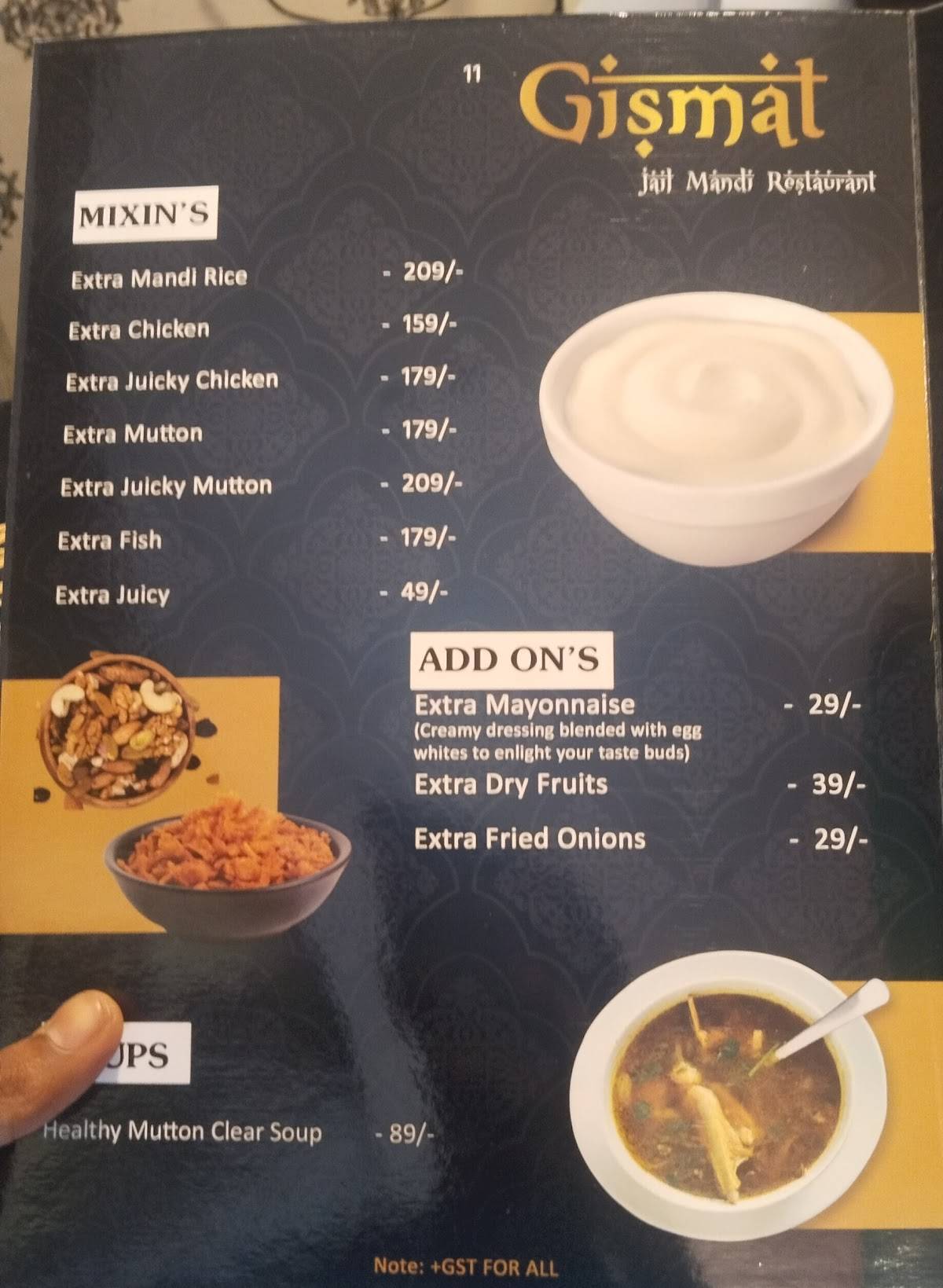 Gismat Arabic Restaurent Lakshimpuram menu