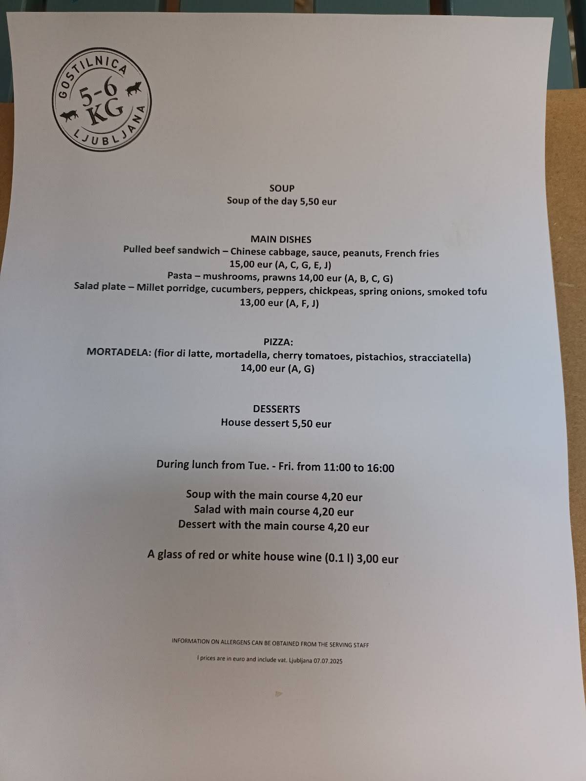 Menu di Gostilnica 5-6 kg 