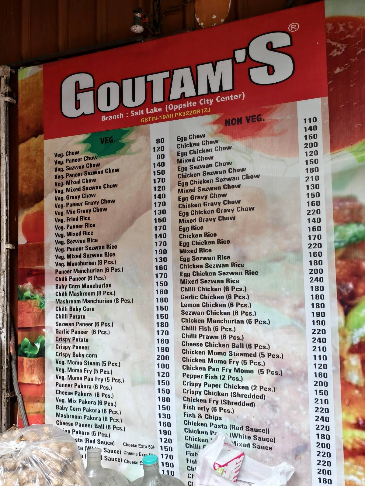 Goutam's menu