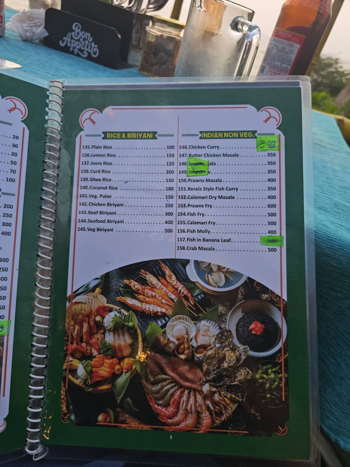 Green Pepper Beach Resort menu